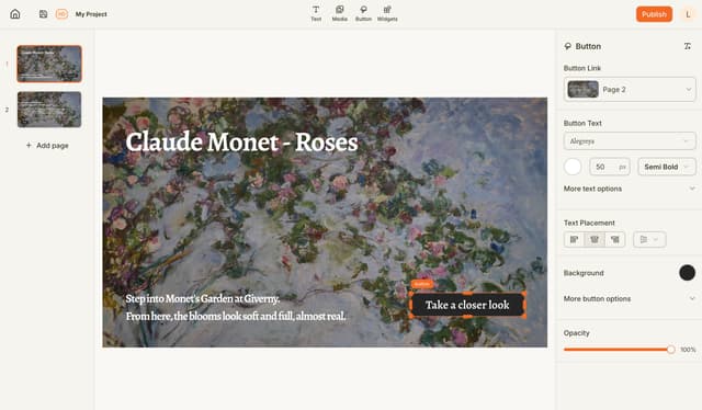 create content for your screens using the vetra editor