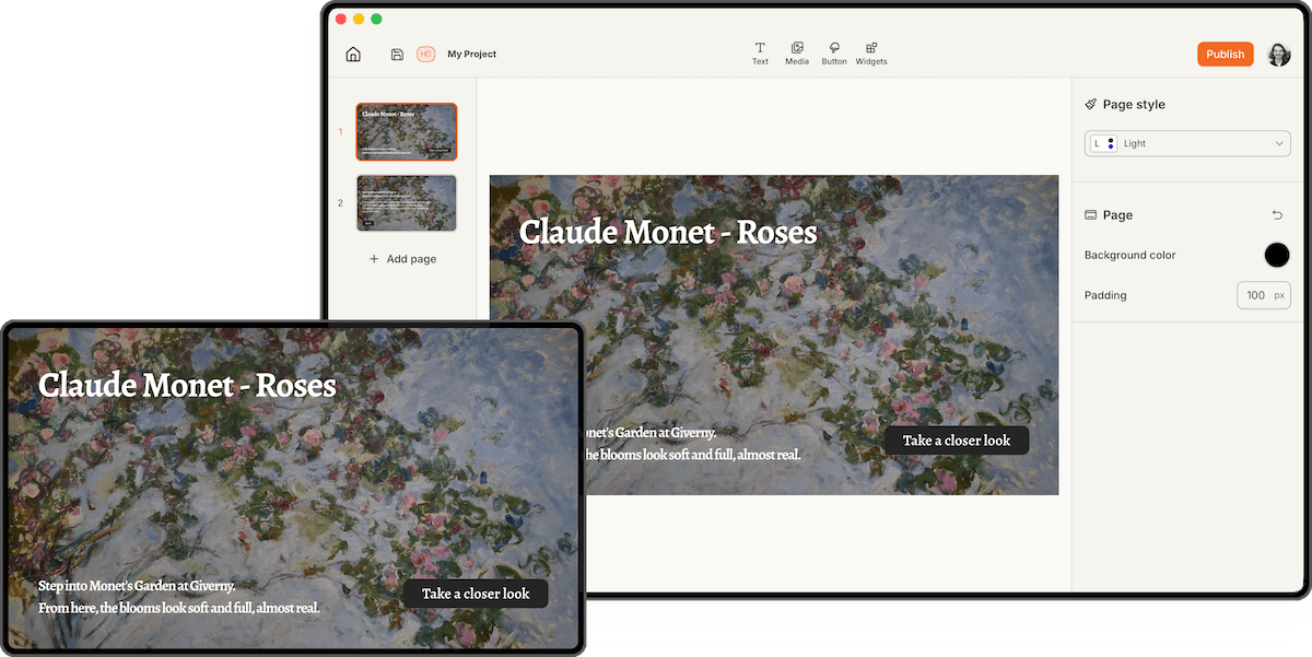 the vetra editor interface showing how to create interactive screens